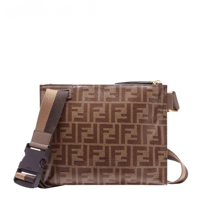 Fendi 芬迪 男士棕色釉光布料配皮单肩包斜挎包 7VA437-A5N7-F15HG 商品