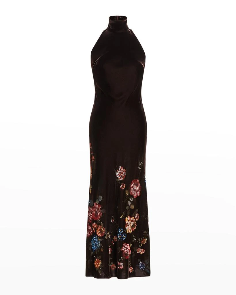 商品Ralph Lauren|Orilla Floral Turtleneck Velvet Tea-Length Dress,价格¥8495,第2张图片详细描述