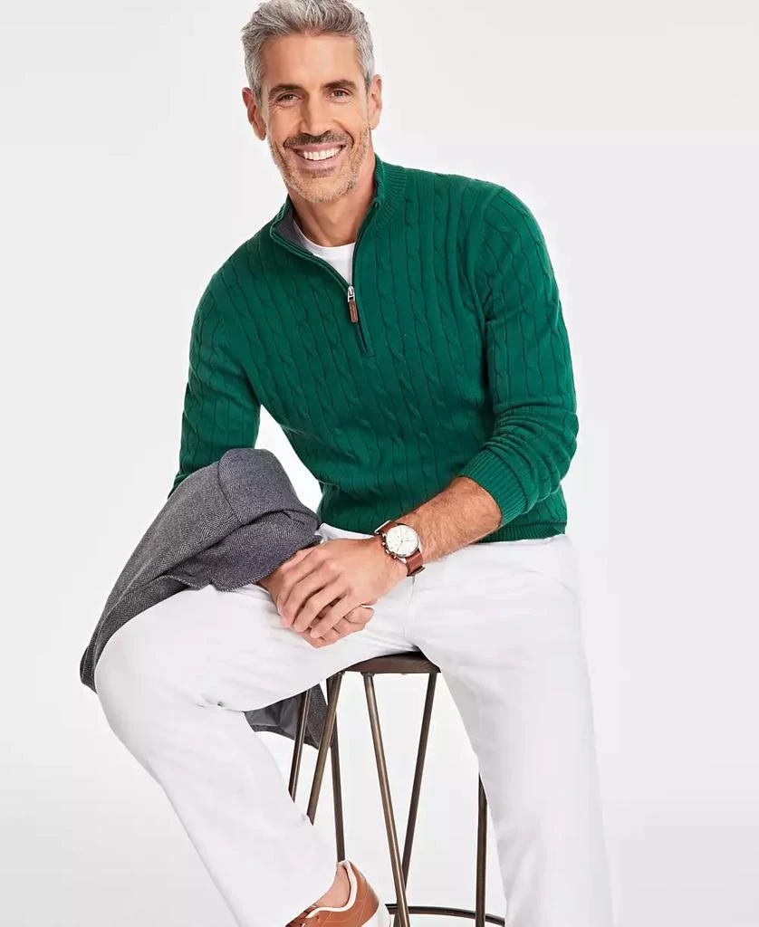 商品Club Room|Men's Cable Knit Quarter-Zip Cotton Sweater, Created for Macy's,价格¥143,第5张图片详细描述