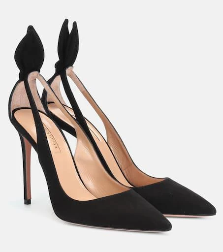 商品Aquazzura|Bow Tie 105 suede pumps,价格¥6129,第1张图片