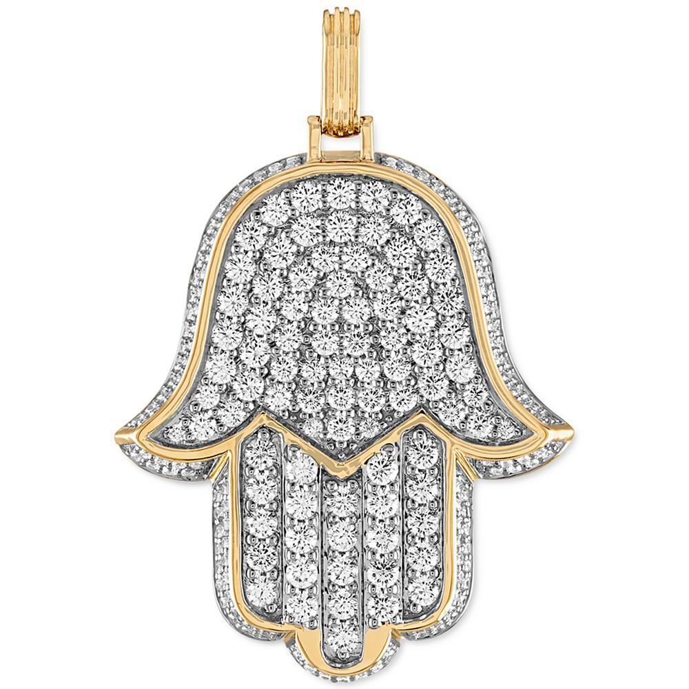 Cubic Zirconia Pavé Hamsa Hand Pendant in Sterling Silver & 14k Gold-Plate, Created for Macy's商品第1张图片规格展示