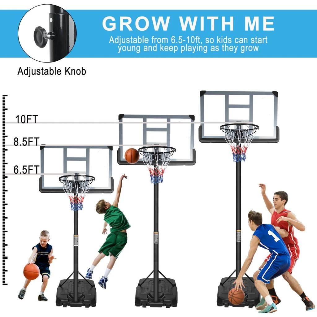 商品Simplie Fun|Portable Basketball Hoop Backboard System Stand Height Adjustable 6.6ft,价格¥2312,第1张图片