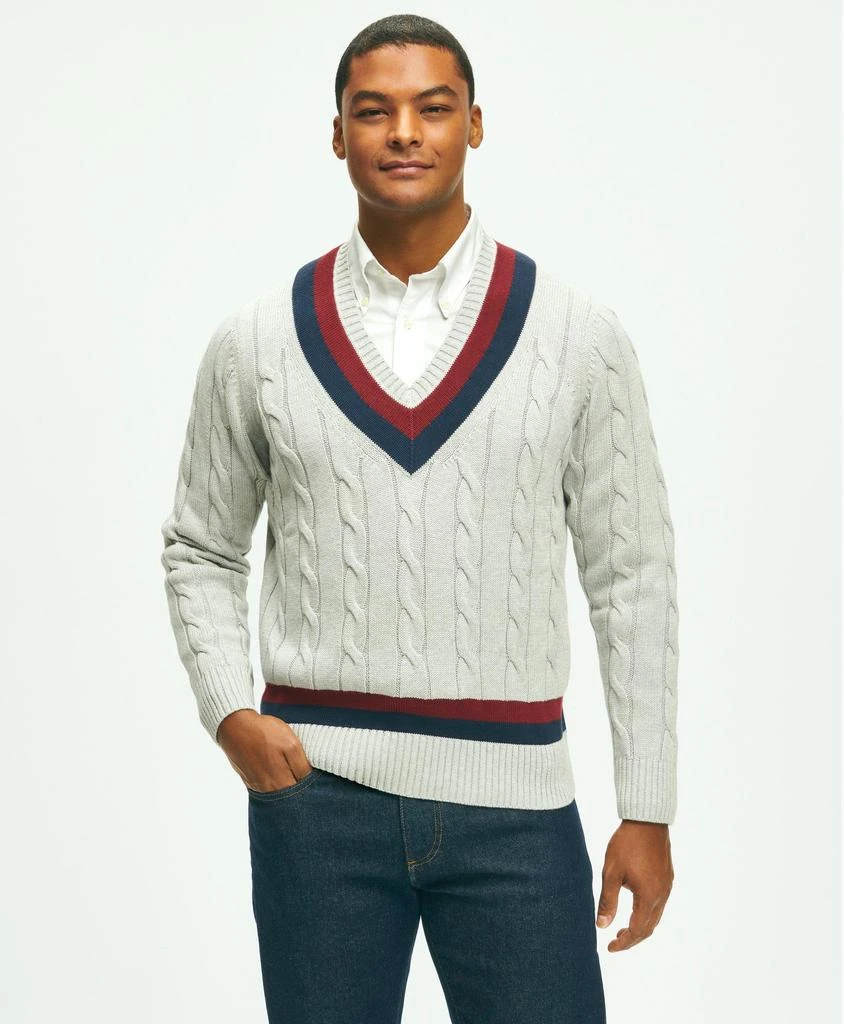 商品Brooks Brothers|Vintage-Inspired Tennis V-Neck Sweater in Supima® Cotton,价格¥853,第1张图片