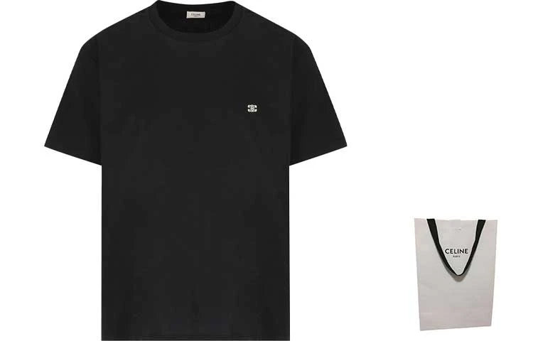 商品[国内直发] Celine|赛琳 纯色Logo印花圆领宽松短袖T恤 男款 黑色,价格¥4122,第6张图片详细描述