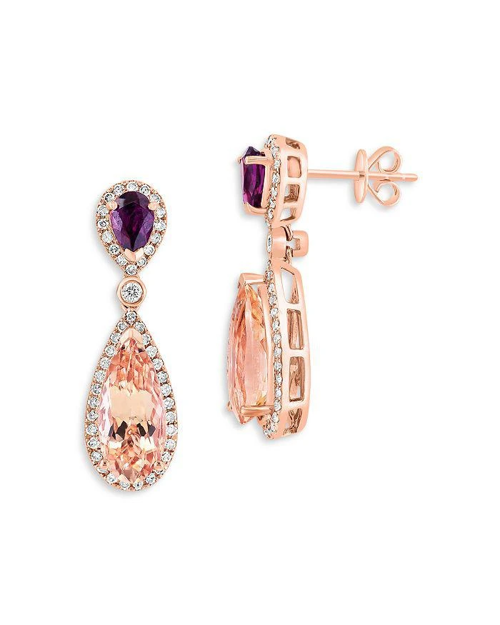 商品Bloomingdale's|Rhodolite, Morganite & Diamond Drop Earrings in 14K Rose Gold - Exclusive ,价格¥14202,第2张图片详细描述