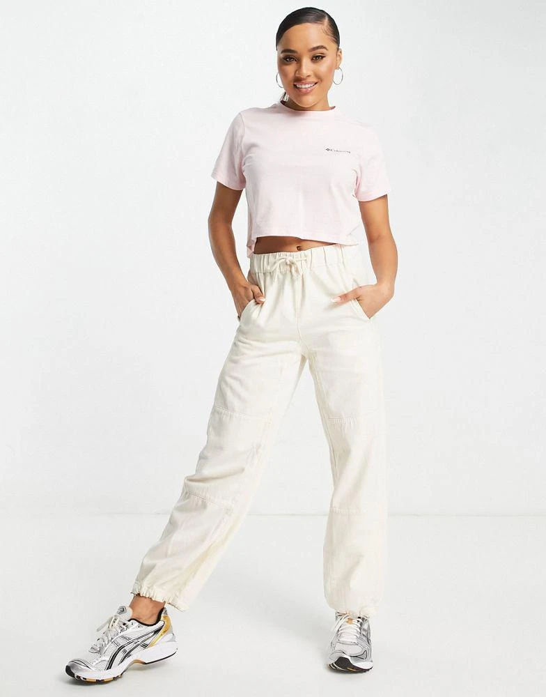 商品Columbia|Columbia CSC River back print cropped t-shirt in light pink Exclusive at ASOS,价格¥94,第4张图片详细描述