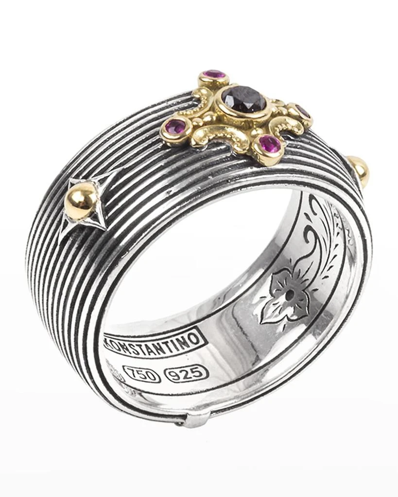 商品Konstantino|Delos Black Diamond & Ruby Cigar Band Ring, Size 7,价格¥4411,第1张图片