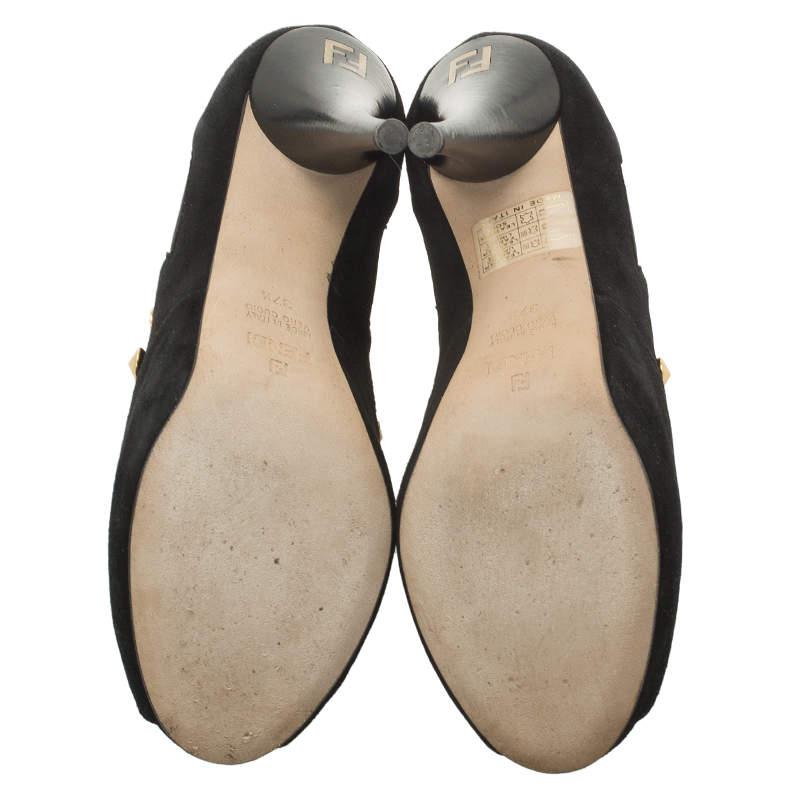 Fendi Black Studded Suede Platform Ankle Boots Size 37.5商品第7张图片规格展示