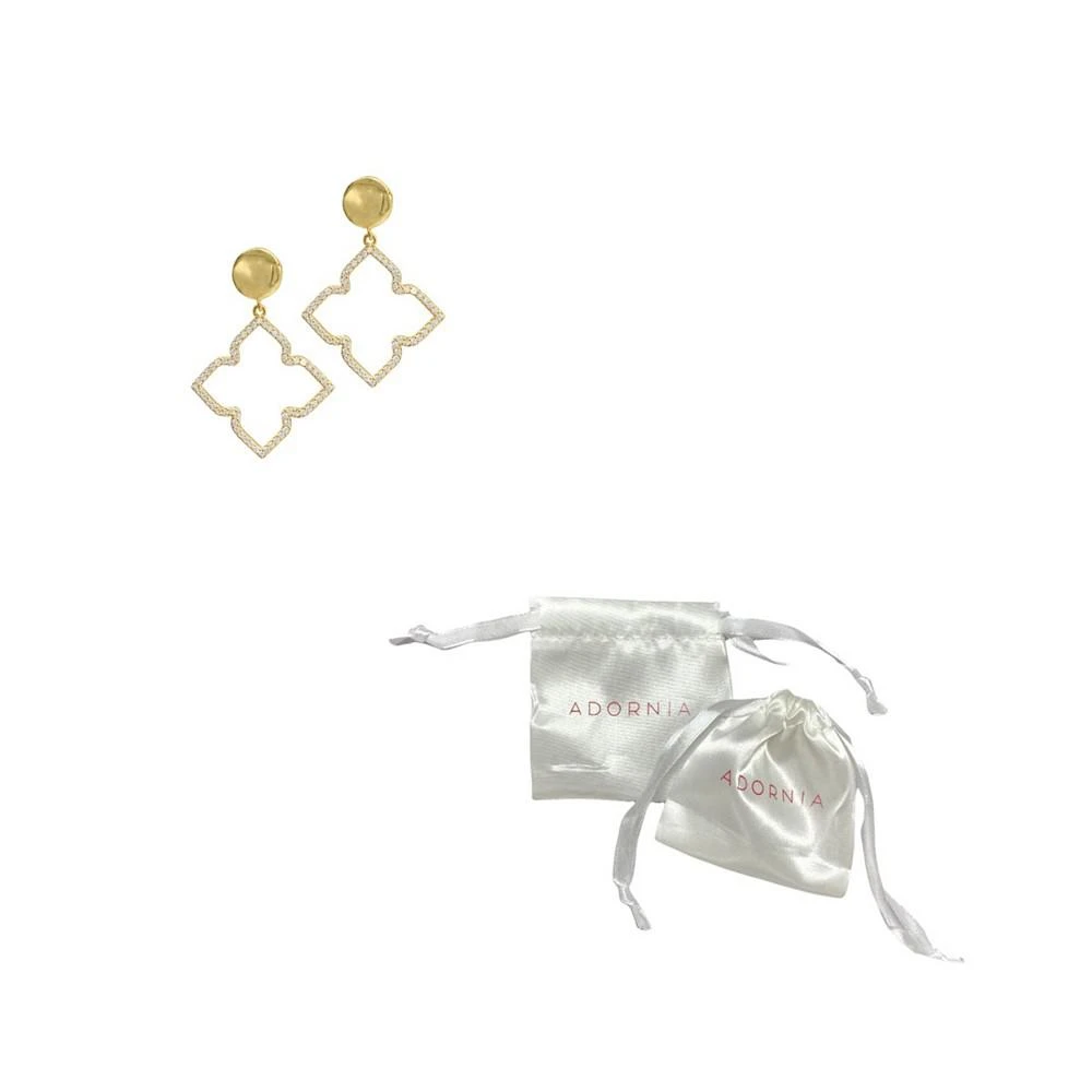 商品ADORNIA|Women's 14K Gold-Tone Plated Drop and Dangle Crystal Lined Floral Earrings,价格¥242,第2张图片详细描述