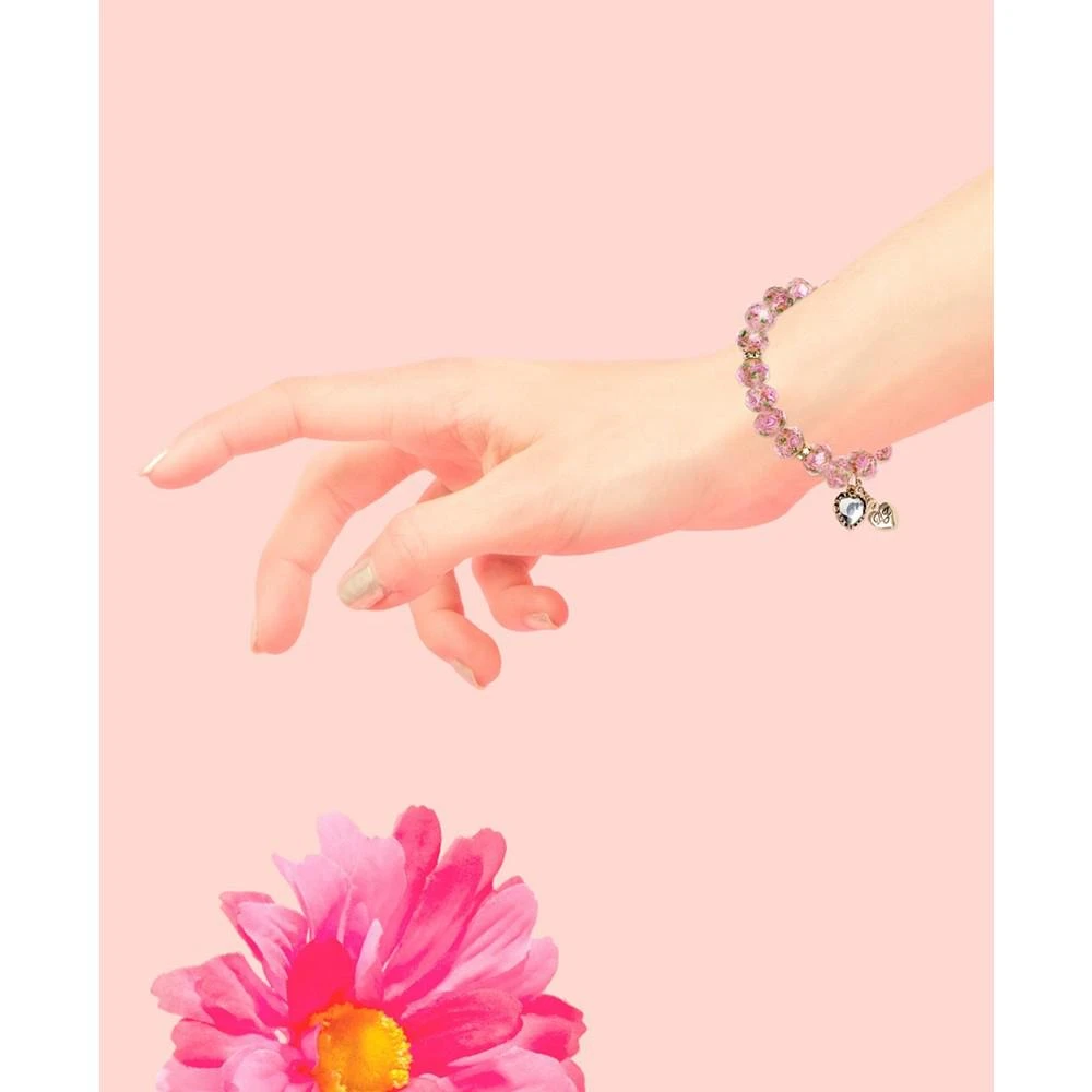 商品Betsey Johnson|Betsey Johnson Pink Flower Beaded Stretch Bracelet贝齐约翰逊粉红色花串珠手链,价格¥226,第3张图片详细描述