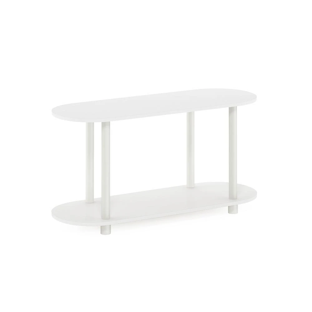 商品Furinno|Turn-N-Tube No Tools Modern Oval Side Table, White/Virgin White,价格¥681,第1张图片