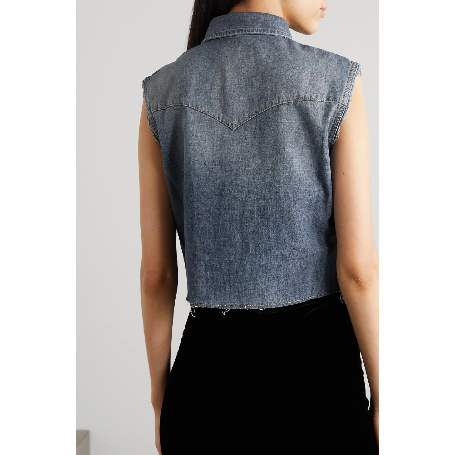 包邮包税【预售7天发货】 YSL圣罗兰SAINT LAURENT 23秋冬 女士 马甲 磨边牛仔马甲 38063312419756657 694551Y02TA4372  商品