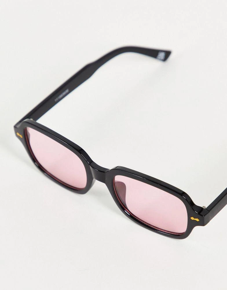 商品ASOS|ASOS DESIGN square sunglasses in black with pink lens,价格¥60,第3张图片详细描述