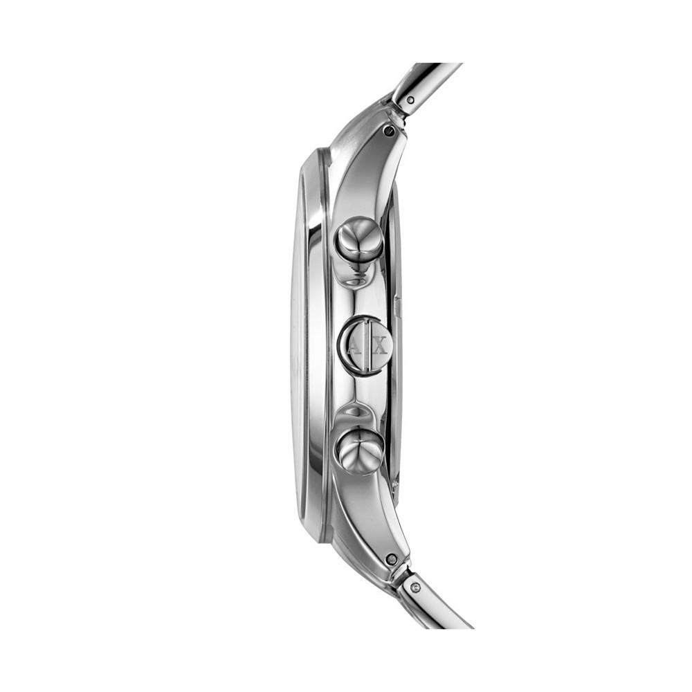 Men's Chronograph Silver Tone Stainless Steel Bracelet Watch 46mm商品第2张图片规格展示