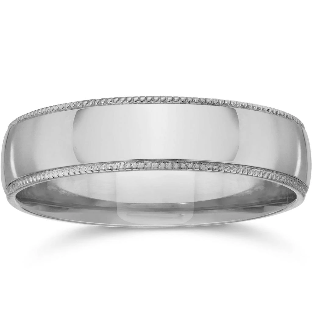 商品Pompeii3|4mm Milgrain Wedding Band 14K White Gold Size Selectable,价格¥3163,第1张图片