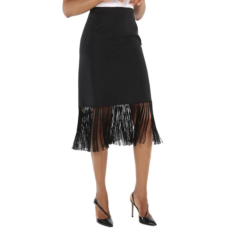 商品Burberry|Black Mohair Wool A-line Fringed Skirt,价格¥2785,第2张图片详细描述