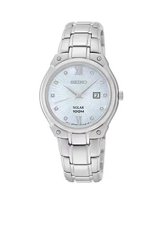 商品Seiko|Silver Tone Diamond Dial Solar Watch,价格¥1541,第1张图片