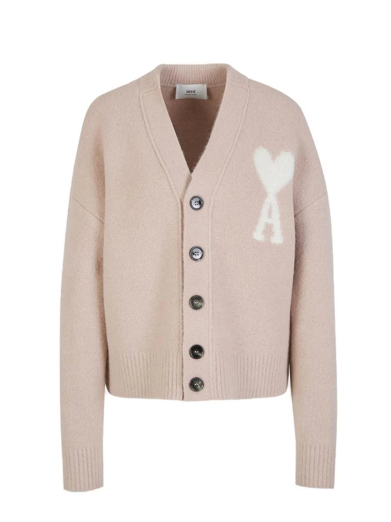 商品AMI|AMI Paris Ami de Coeur Logo Intarsia Knitted Cardigan,价格¥3612,第1张图片