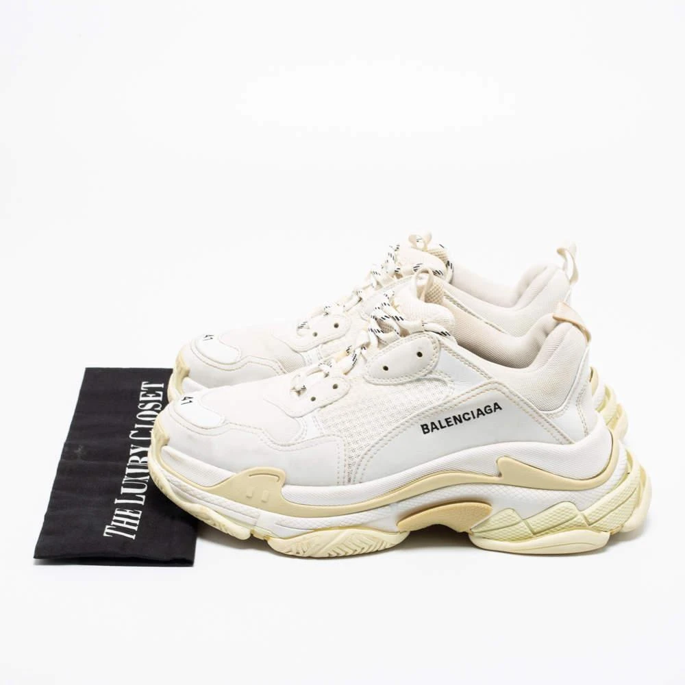 Balenciaga White Nubuck Leather and Mesh Triple S Low-Top Sneakers Size 41 商品