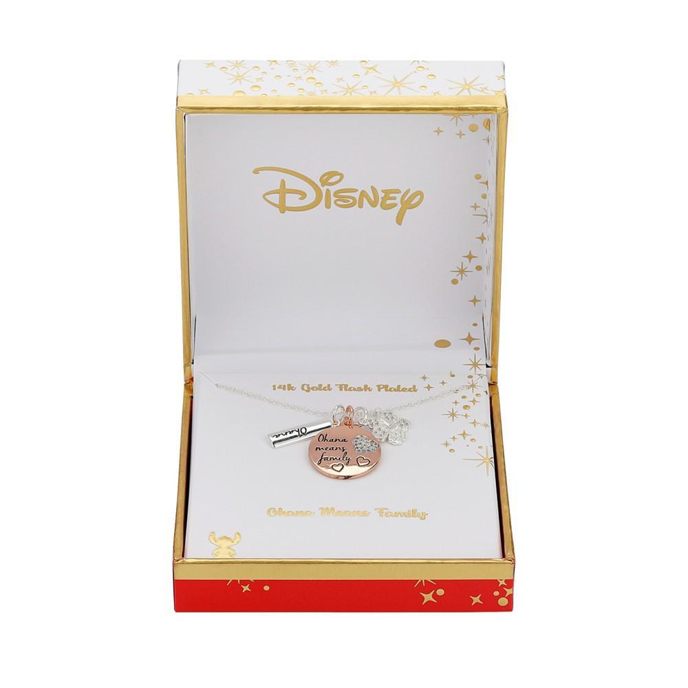 商品Disney|Cubic Zirconia Lilo Stitch Charm Necklace (0.01 ct. t.w.) in 14K Gold Flash Plated Set 3 Piece,价格¥133,第4张图片详细描述