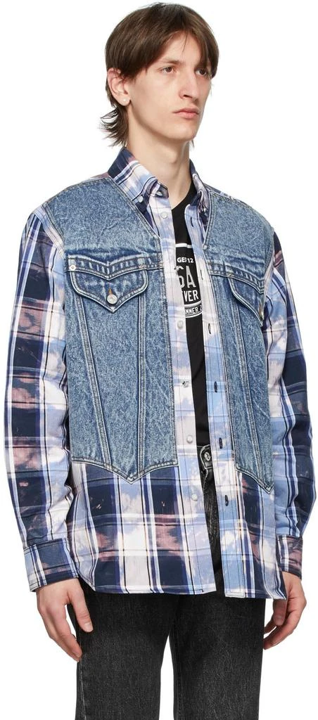 商品Versace|Blue Tartan Denim Vest Shirt,价格¥4780,第2张图片详细描述