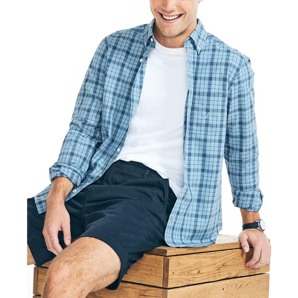 Men's Classic-Fit Long-Sleeve Cotton Plaid Poplin Shirt商品第3张图片规格展示