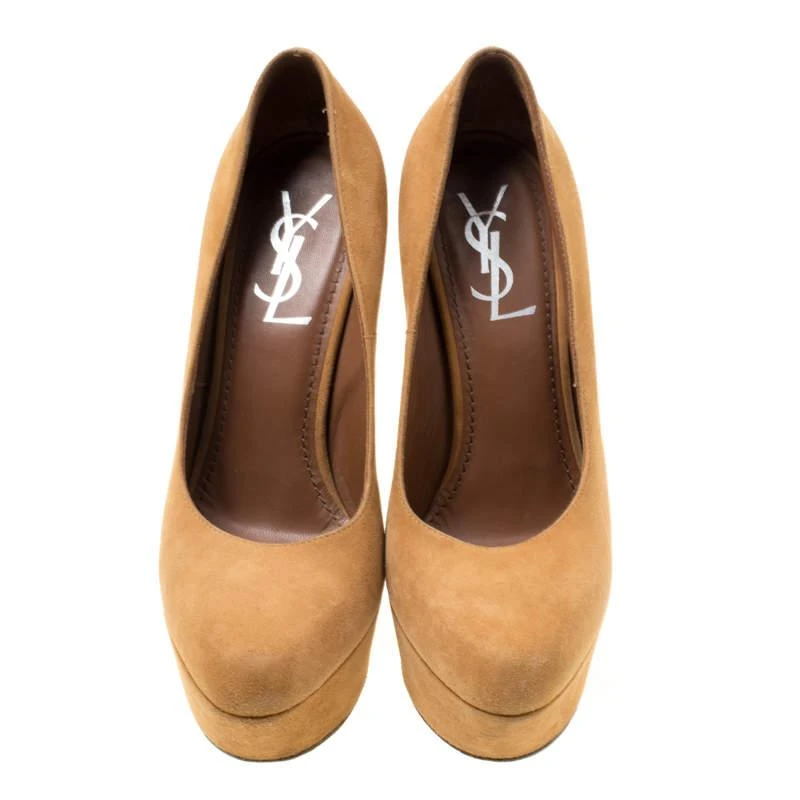 商品[二手商品] Yves Saint Laurent|Saint Laurent Paris Beige Camel Suede Aliama Platform Pumps Size 37.5,价格¥1084,第4张图片详细描述