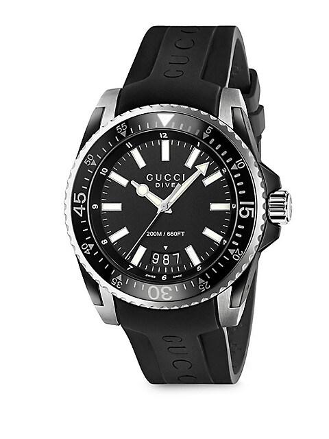 Gucci Dive Stainless Steel Rubber Band Watch商品第1张图片规格展示