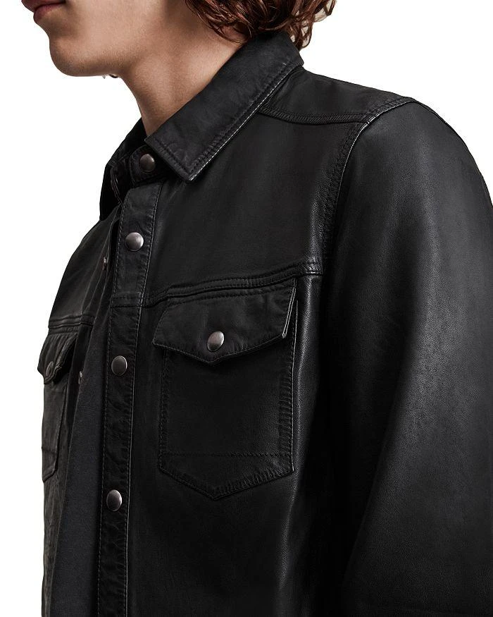 商品ALL SAINTS|Irwin Leather Regular Fit Button Down Shirt  ,价格¥1879,第5张图片详细描述