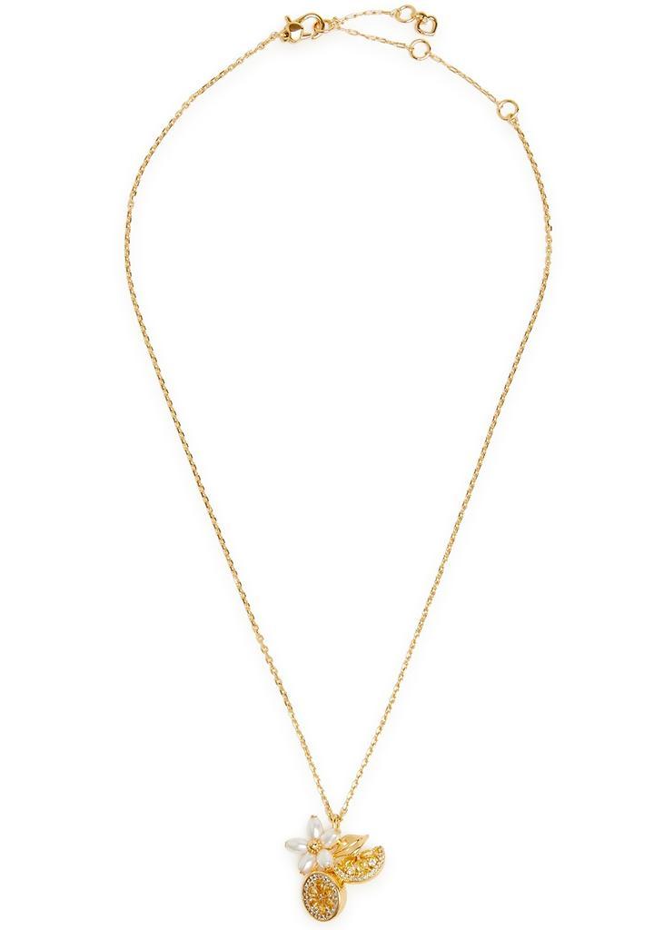 kate spade new york Heritage Bloom Cubic Zirconia & Mother of Pearl Flower  Collar Necklace in Gold Tone, 16-19