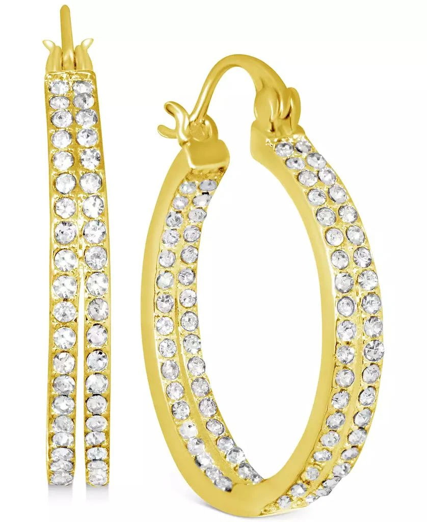 商品Essentials|Crystal Small Double Hoop Earrings in Silver-Plate or Gold Plate, 1",价格¥128,第1张图片
