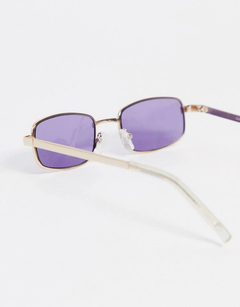 商品ASOS|ASOS DESIGN rectangle sunglasses in gold with purple lens,价格¥60,第4张图片详细描述