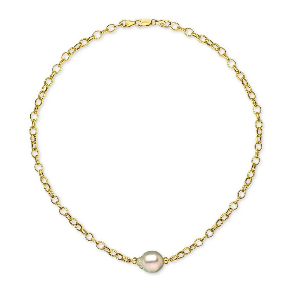 商品Macy's|Cultured White South Sea Baroque Pearl (11mm) 19" Pendant Necklace in 18k Gold-Plated Sterling Silver,价格¥2534,第2张图片详细描述