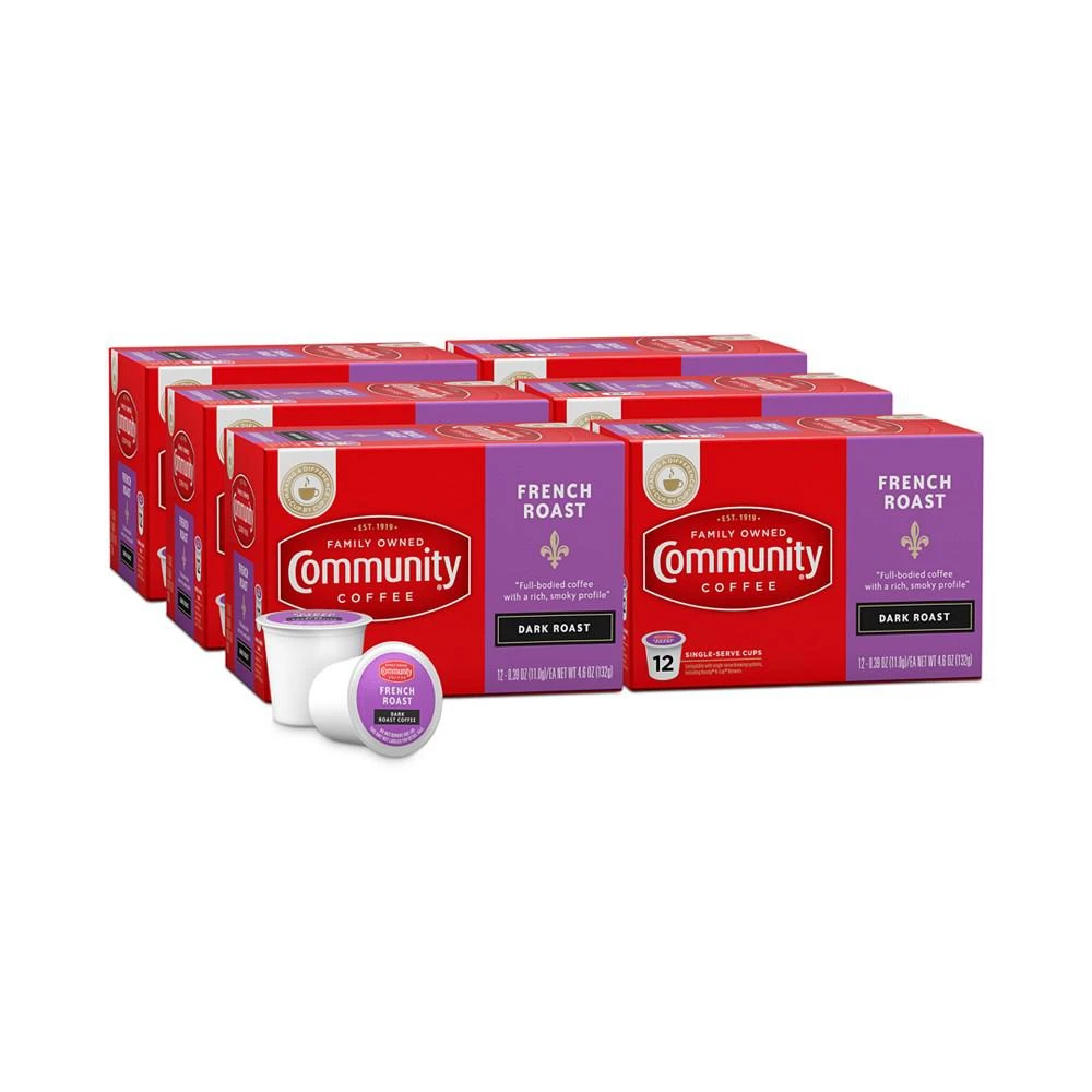 商品Community Coffee|French Roast Extra Dark Roast Single Serve Pods, Keurig K-Cup Brewer Compatible, 72 Ct,价格¥560,第1张图片