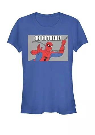 商品Marvel|Spider Man Swinging Oh Hi There Vintage Portrait Short Sleeve Graphic T Shirt,价格¥255,第1张图片