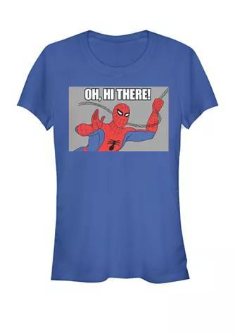 商品Marvel|Spider-Man Swinging Oh, Hi There! Vintage Portrait Short Sleeve Graphic T-Shirt,价格¥259,第1张图片