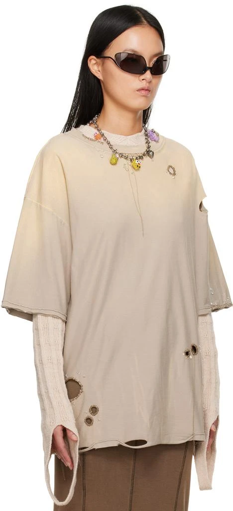 商品Acne Studios|Beige Distressed T-Shirt,价格¥1504,第2张图片详细描述