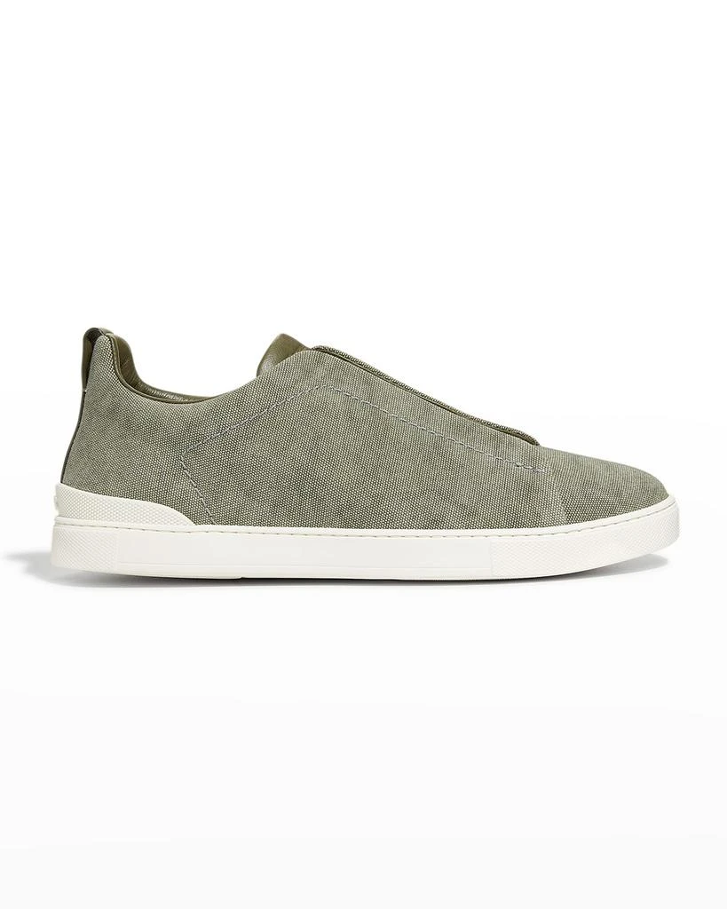 商品Zegna|Men's Triple Stitch Canvas Low-Top Sneakers,价格¥5791,第1张图片