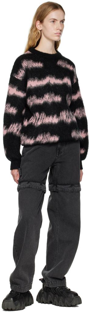 Black & Pink Shaky Stripes Sweater商品第4张图片规格展示