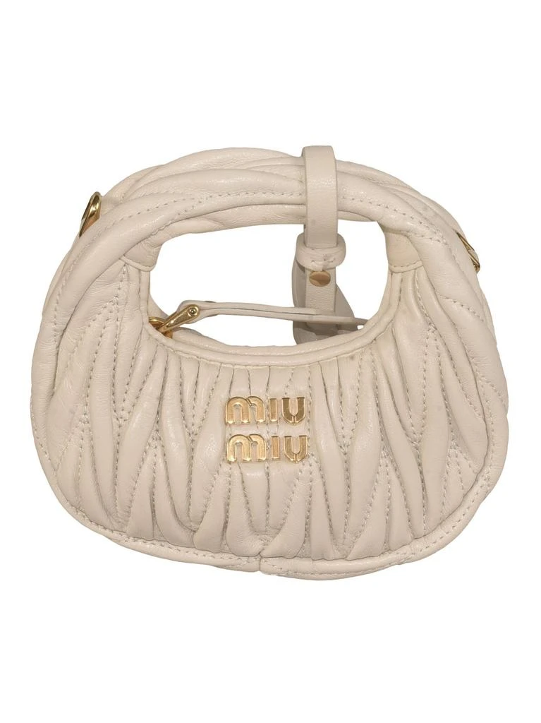 商品Miu Miu|Miu Miu Logo Plaque Ruched Tote Bag,价格¥7372,第1张图片