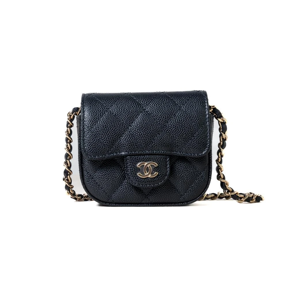 商品Chanel|Chanel O Purse Vanity with Chain Caviar Gold Tone Metal Black,价格¥37684,第1张图片