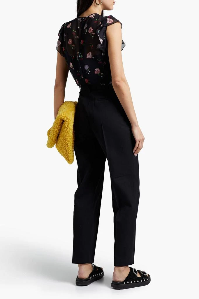 商品RED Valentino|Point d'esprit-paneled floral-print chiffon blouse,价格¥1604,第1张图片