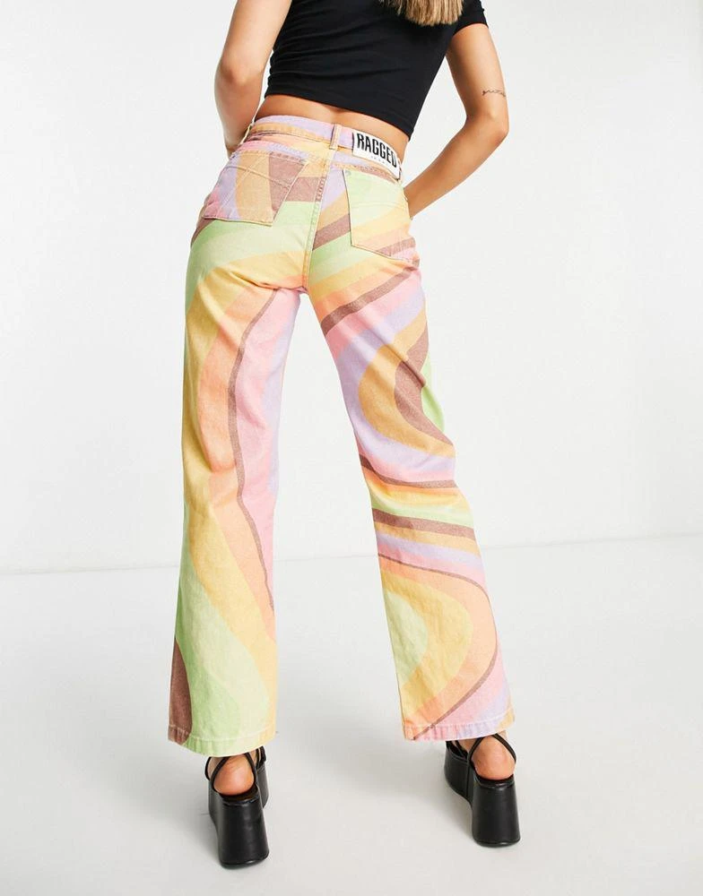 商品The Ragged Priest|The Ragged Priest high waisted straight leg jeans in retro rainbow swirl denim,价格¥384,第2张图片详细描述