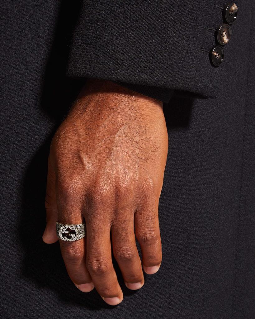 商品Gucci|Men's Interlocking GG Sterling Silver Paisley Ring, Size 11.5,价格¥2681,第4张图片详细描述