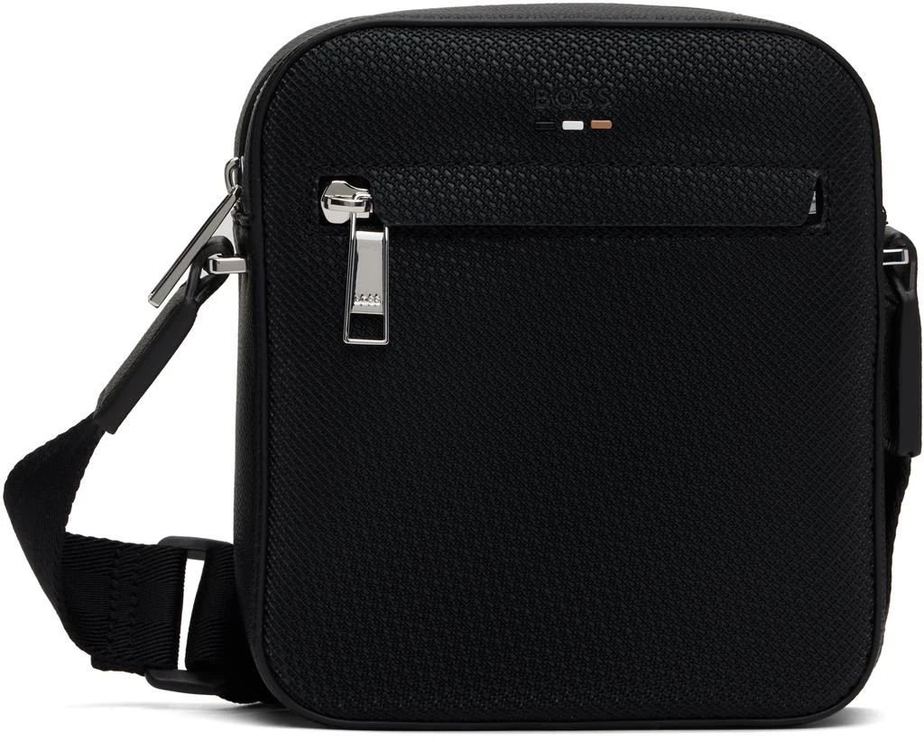 商品Hugo Boss|Black Embossed Faux-Leather Bag,价格¥624,第1张图片
