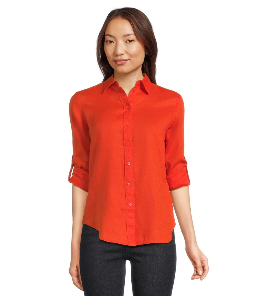 商品Ralph Lauren|Petite Linen Roll Tab–Sleeve Shirt,价格¥834,第1张图片