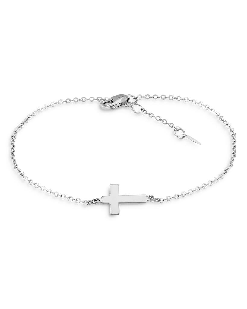 Small Cross Pendant Bracelet in 14K White Gold - 100% Exclusive商品第1张图片规格展示