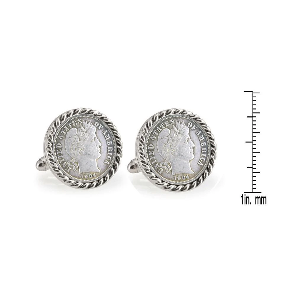 商品American Coin Treasures|Silver Barber Dime Rope Bezel Coin Cuff Links,价格¥439,第2张图片详细描述