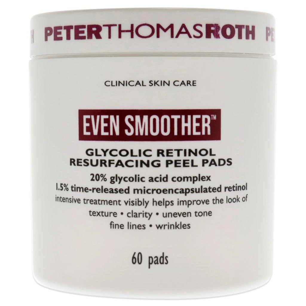 商品Peter Thomas Roth|Even Smoother Glycolic Retinol Resurfacing Peel Pads by  for Women - 60 Pads Treatment,价格¥346,第2张图片详细描述