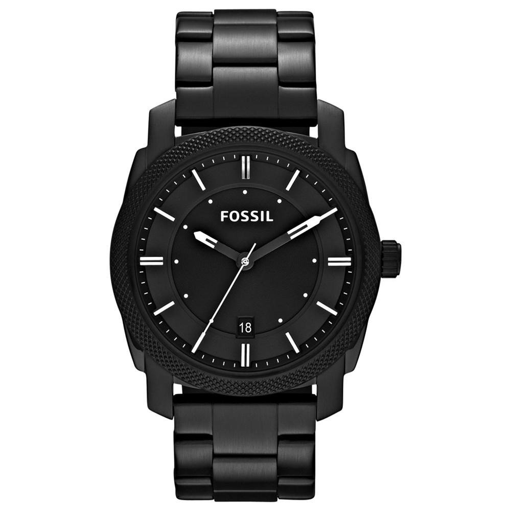 Men's Machine Black Tone Stainless Steel Bracelet Watch 42mm商品第1张图片规格展示